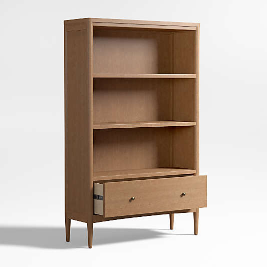 Hampshire 36" Natural Brown Wood 3-Shelf Tall Kids Bookcase with Drawer