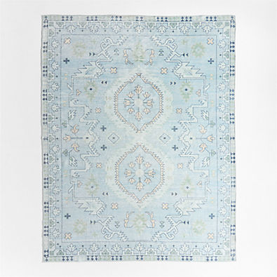 View Ember Blue Floral Washable Area Rug 8'x10' details