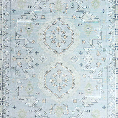 Hana Blue Floral Washable Kids 12"x18" Rug Swatch