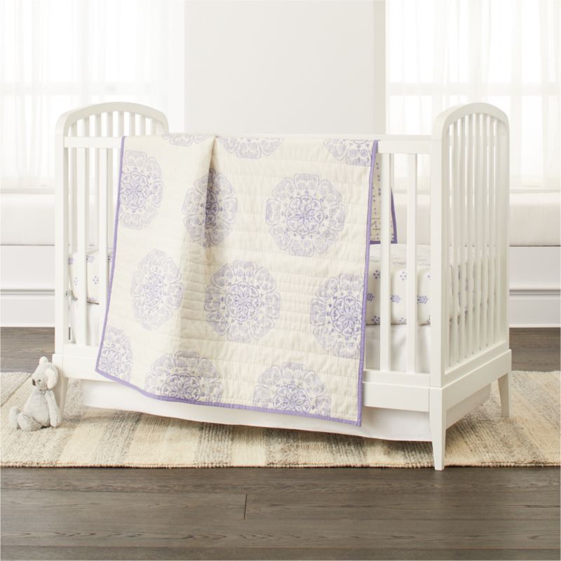 Handblocked Purple Baby Quilt + Reviews Crate & Kids