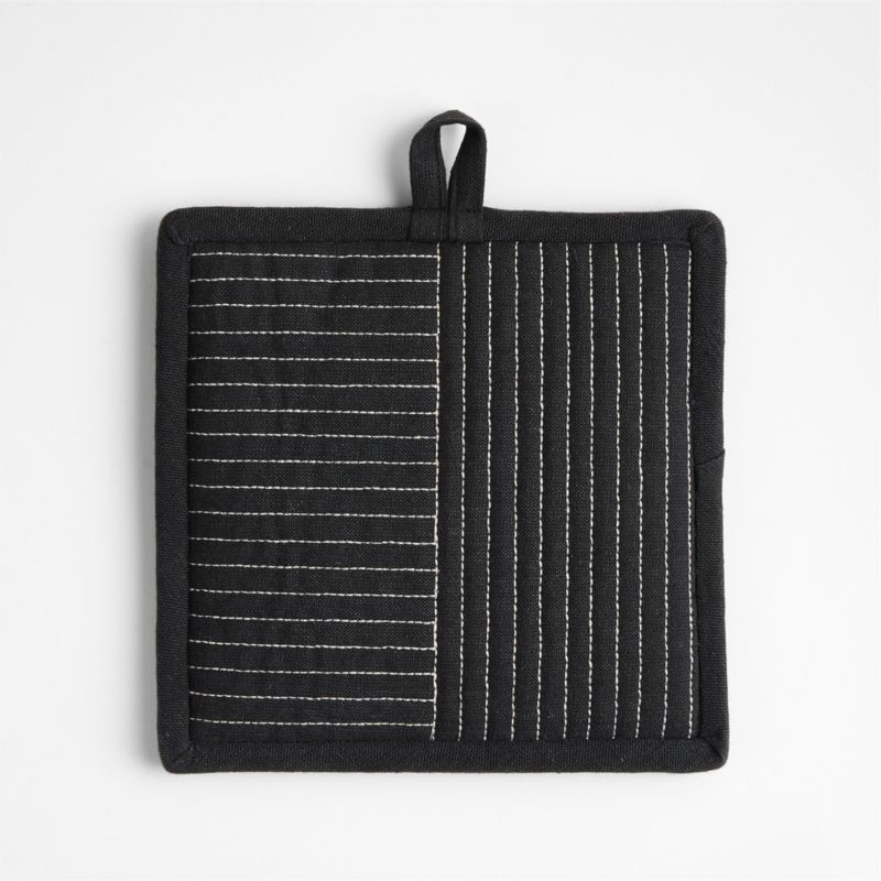 Hanno Black Embroidered Organic Cotton Pot Holder - image 0 of 3