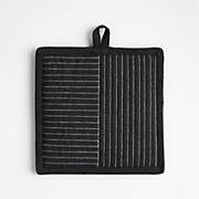 Crate & Barrel Hanno Black Embroidered Organic Cotton Pot Holder