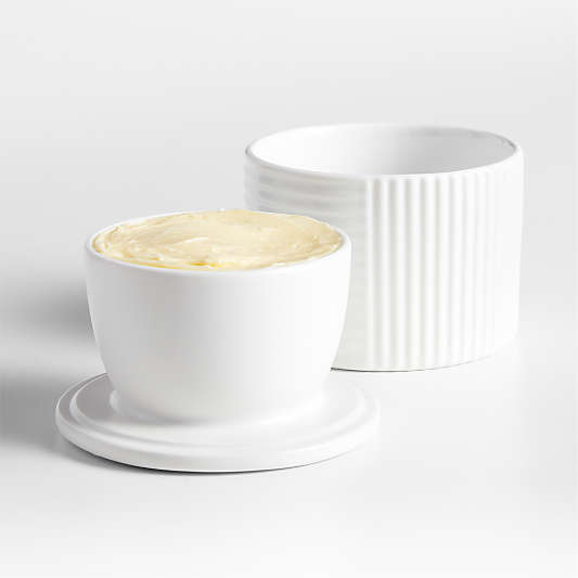 Crate & Barrel Hanno Textured Ceramic Butter Keeper
