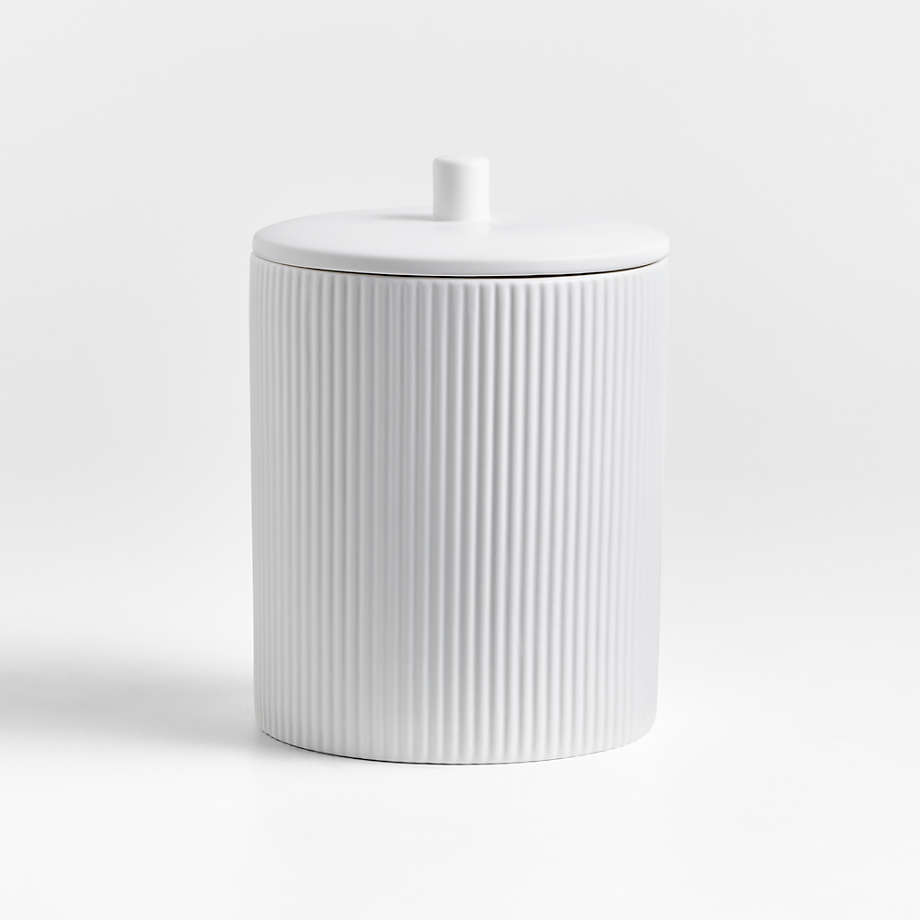 Marin White Utensil Holder with Handles  Crate and barrel, Ceramic  canisters, Modern kitchen canisters