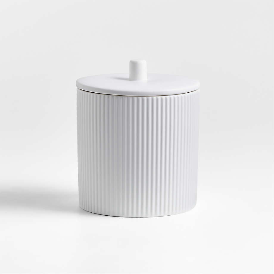 Aspen White Ceramic Canisters with Scoop