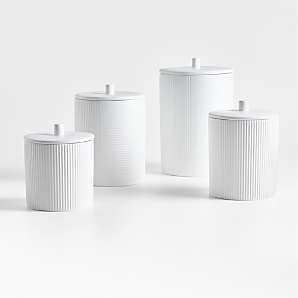 Aspen White Ceramic Canisters with Scoop