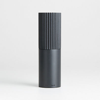 View Crate & Barrel Hanno Black Fluted Ebonized Wooden Pepper Mill Grinder details