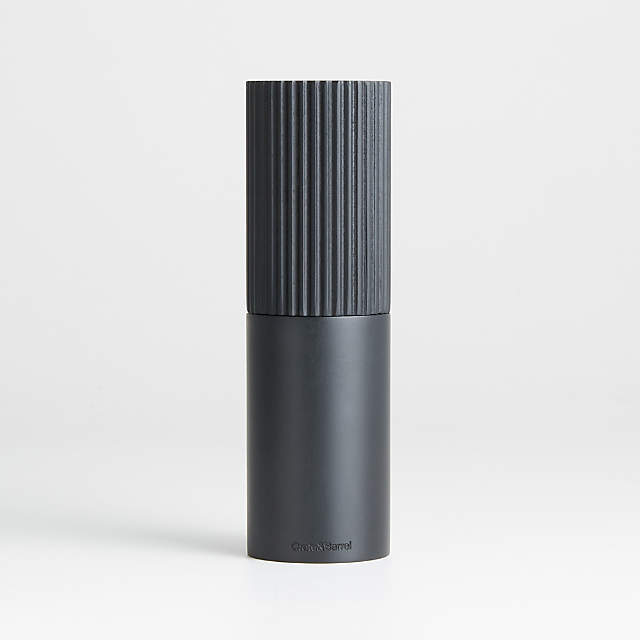 Hanno Black Fluted Ebonized Wooden Pepper Mill Grinder +