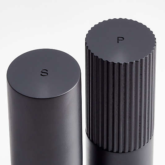 Crate & Barrel Hanno Ebonized Fluted Salt and Pepper Mill Grinder Set