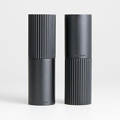 View Crate & Barrel Hanno Ebonized Fluted Salt and Pepper Mill Grinder Set details