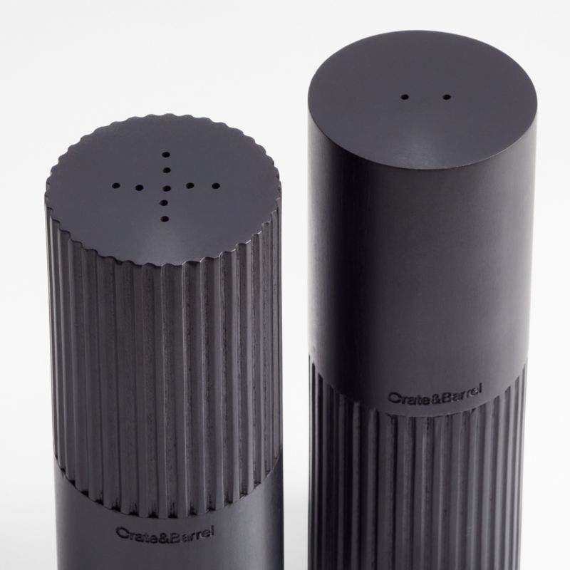 Hanno Black Fluted Ebonized Wooden Salt & Pepper Shaker Set - image 1 of 3