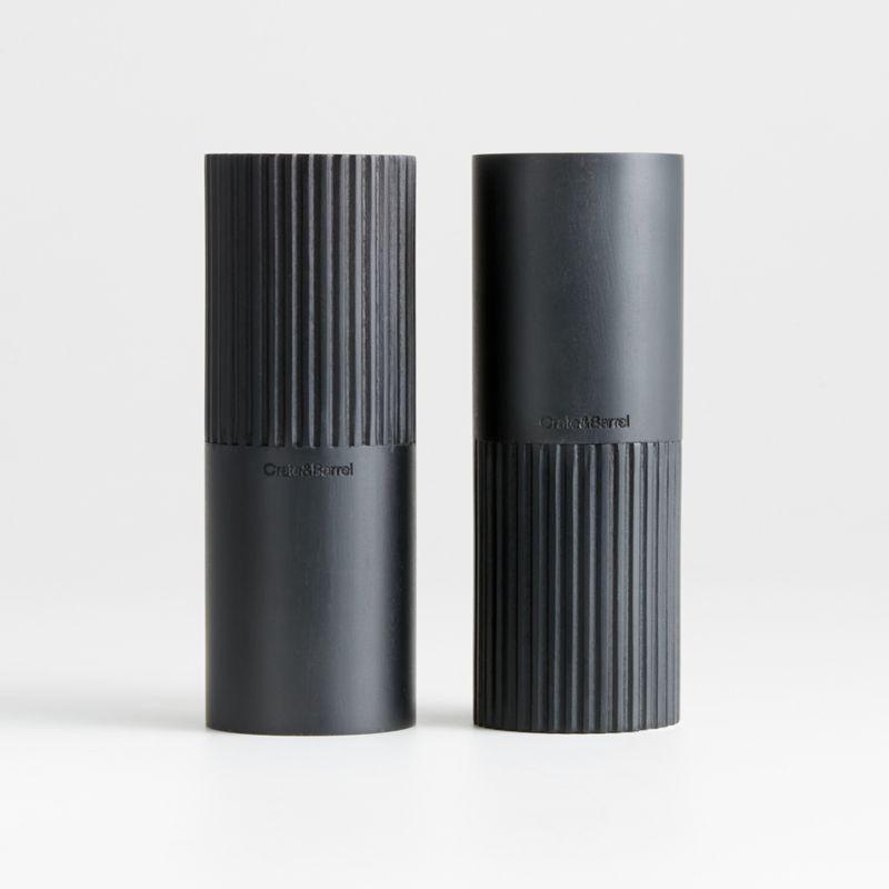 Hanno Black Fluted Ebonized Wooden Salt & Pepper Shaker Set - image 0 of 3