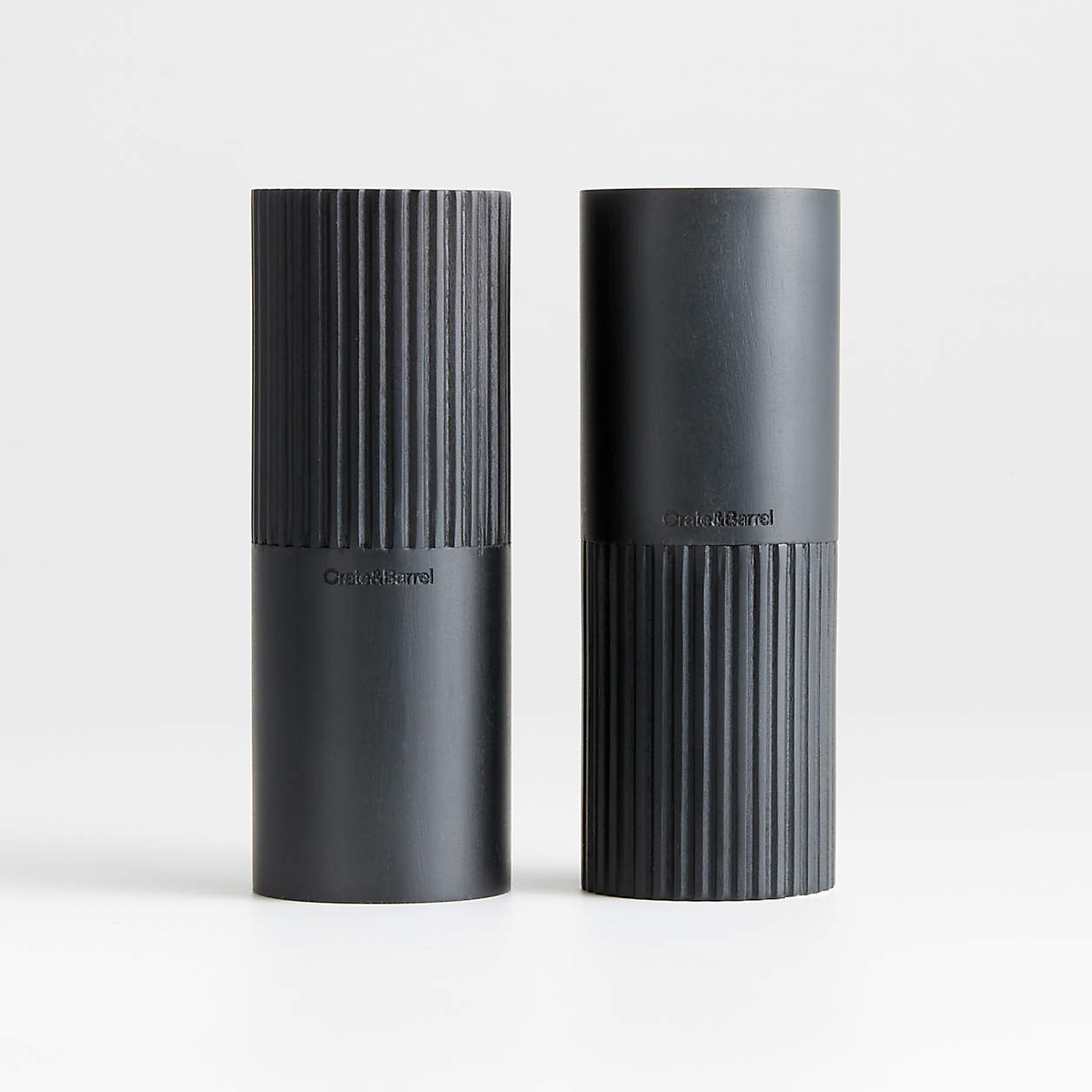 Hanno Black Fluted Ebonized Wooden Salt & Pepper Shaker Set Crate