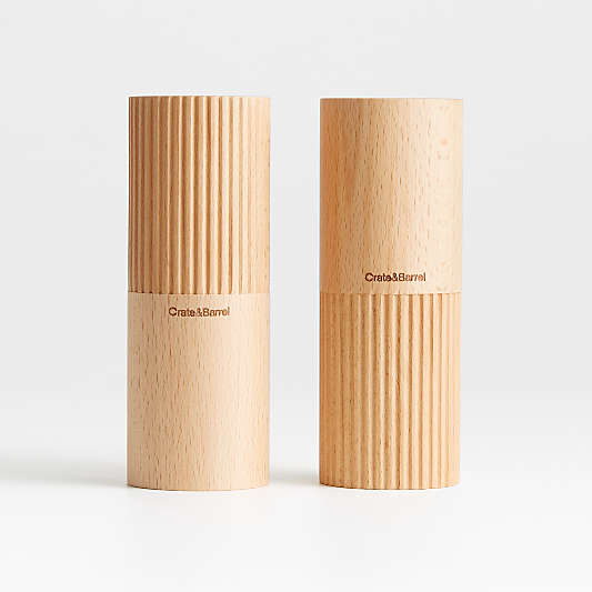 Hanno Fluted Wooden Salt & Pepper Shaker Set