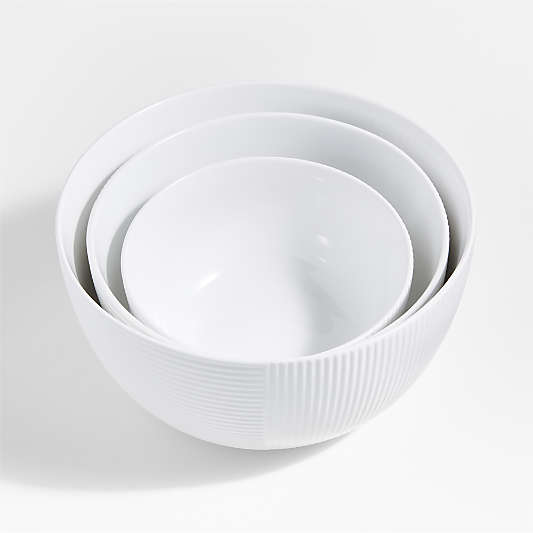 Crate & Barrel Hanno White Ceramic Mixing Bowls, Set of 3