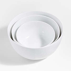 Orabel White Melamine Mixing Bowls with Lids, Set of 3 | Crate & Barrel