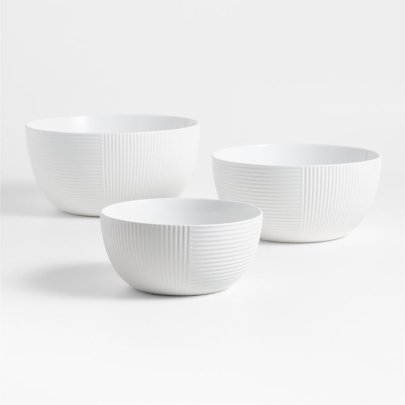 Ribbed Ceramic Mixing Bowls, Set of 3