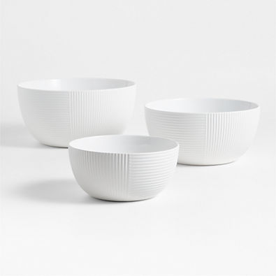 View Crate & Barrel Hanno White Ceramic Mixing Bowls, Set of 3 details