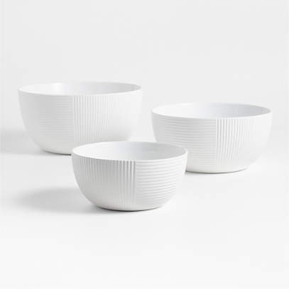 Ribbed Ceramic Mixing Bowls, Set of 3