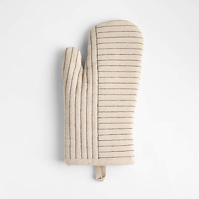 Crate & Barrel Hanno Natural Embroidered Organic Cotton Oven Mitt
