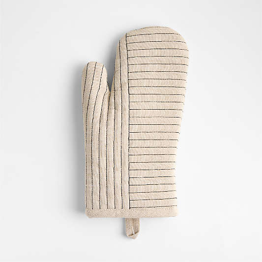 Crate & Barrel Hanno Natural Embroidered Organic Cotton Oven Mitt