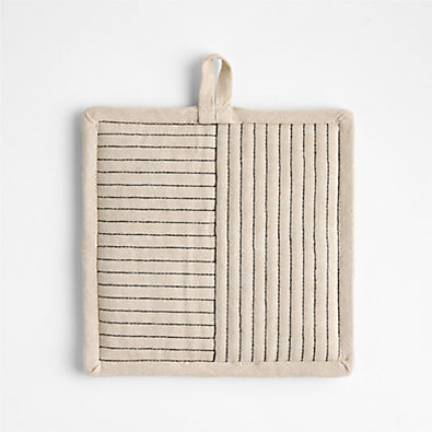 View Crate & Barrel Hanno Natural Embroidered Organic Cotton Pot Holder details