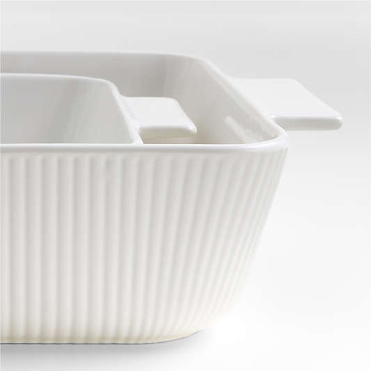 Hanno White Textured Ceramic Bakers, Set of 2