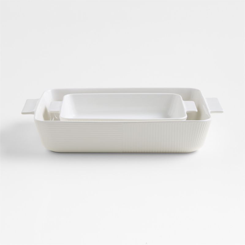 Hanno White Textured Ceramic Bakers, Set of 2 - image 4 of 5