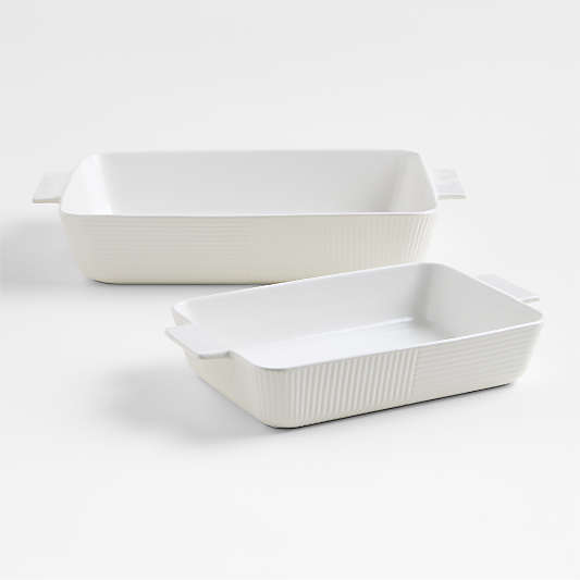 Hanno White Textured Ceramic Bakers, Set of 2