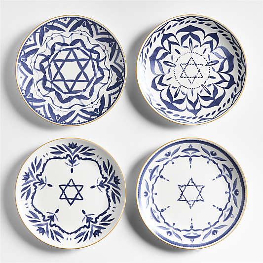 Star of David Hanukkah Salad Plates, Set of 4