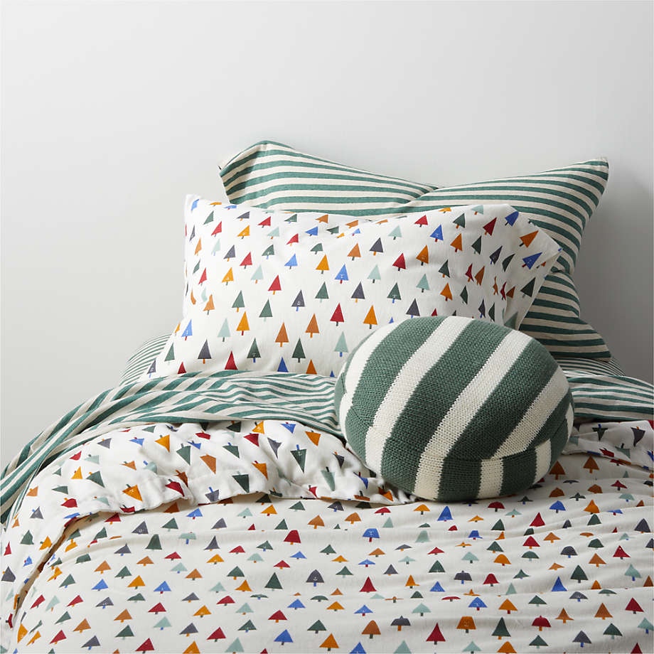 Happy Christmas Tree Kids Organic Flannel Full/Queen Colorful Duvet