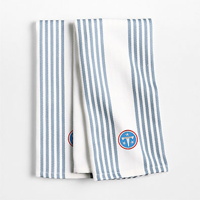 View NFL Tennessee Titans Cuisine White with Harbor Blue Stripe Organic Cotton Kitchen Dish Towel, Set of 2 details