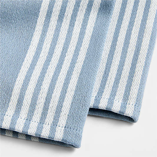 Cuisine Harbor Blue with White Stripe Organic Cotton Kitchen Dish Towels, Set of 2