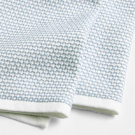 Textured Terry Harbor Blue Organic Cotton Kitchen Dish Towels, Set of 2