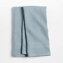 Waffle Terry Harbor Blue Organic Cotton Kitchen Dish Towels, Set of 2 + Reviews | Crate & Barrel