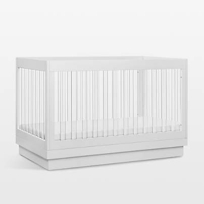 Babyletto Harlow White Acrylic 3-in-1 Convertible Baby Crib with Toddler Bed Conversion Kit