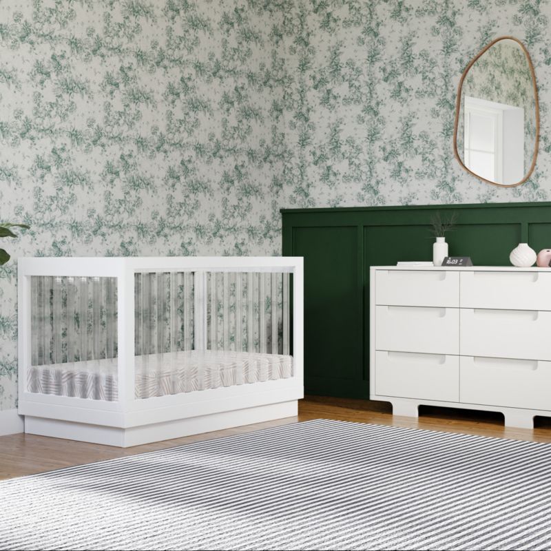 Babyletto Harlow White Acrylic 3-in-1 Convertible Baby Crib with Toddler Bed Conversion Kit - image 4 of 13