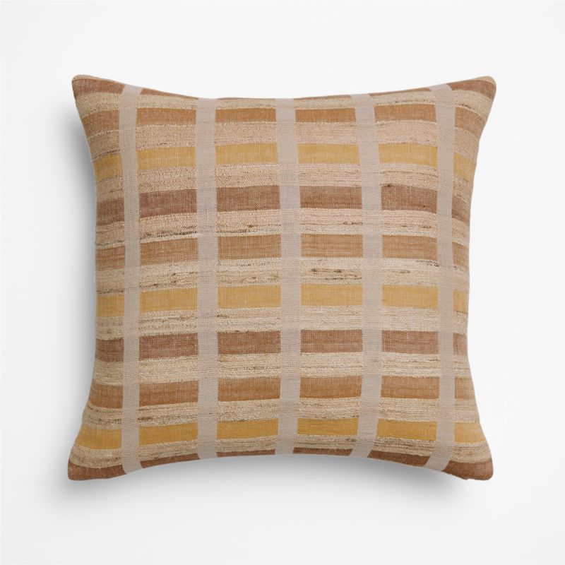Harper Organic Cotton, Linen and Silk Blend 20"x20" Moroccan Ocher Stripe Throw Pillow Cover - image 1 of 6