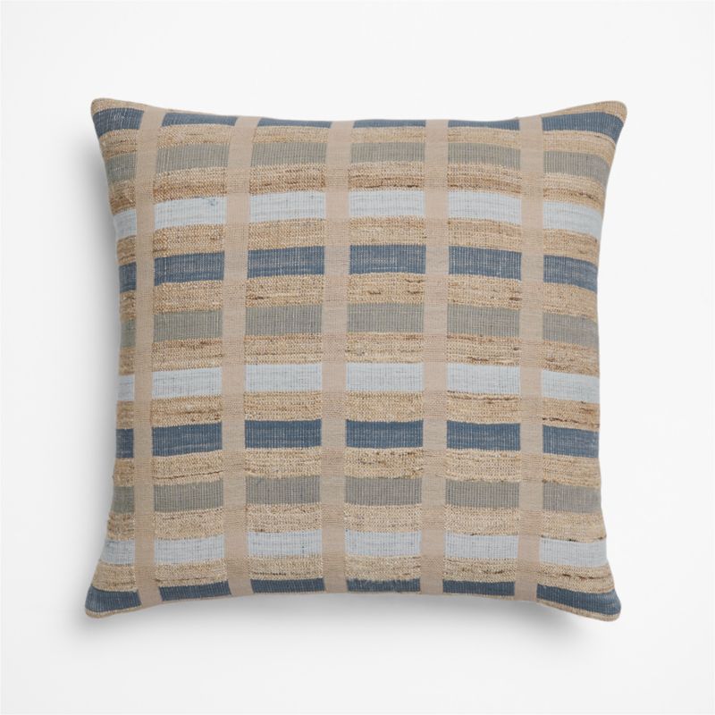 Harper Organic Cotton, Linen and Silk Blend 20"x20" Pale Blue Stripe Throw Pillow Cover - image 1 of 5