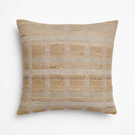 Harper Organic Cotton, Linen and Silk Blend 20"x20" Sierra Tan Stripe Throw Pillow Cover