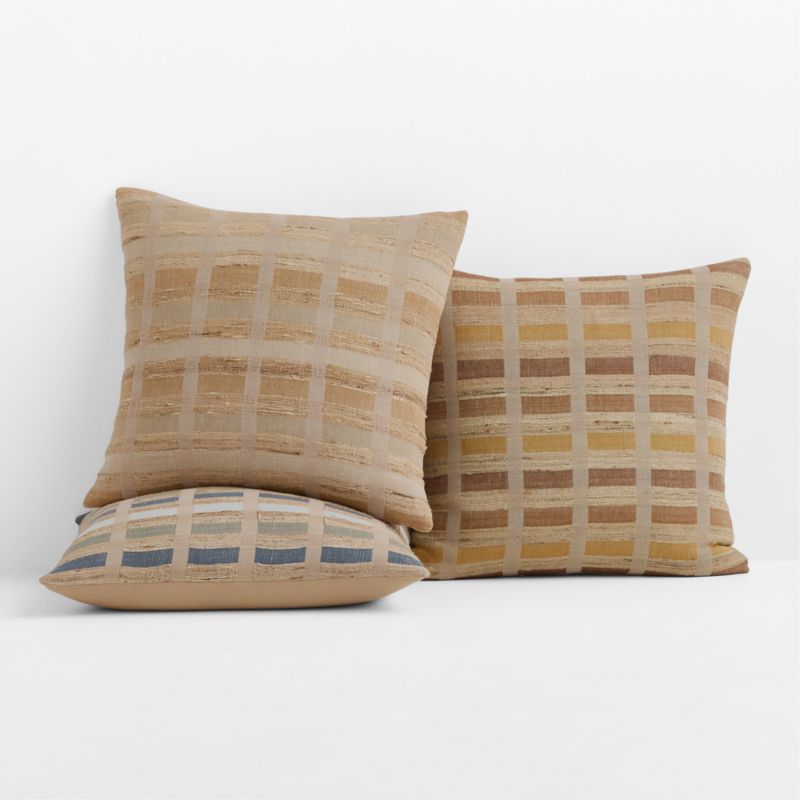 Harper Organic Cotton, Linen and Silk Blend 20"x20" Sierra Tan Stripe Throw Pillow with Down-Alternative Insert - image 5 of 7