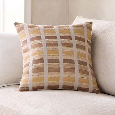 Harper Organic Cotton, Linen and Silk Blend 20"x20" Moroccan Ocher Stripe Throw Pillow Cover