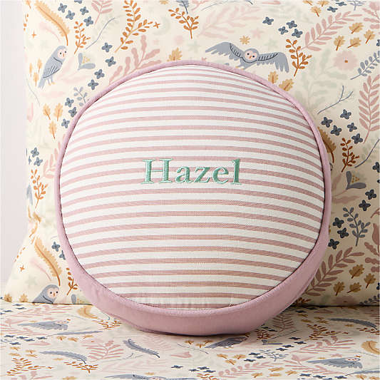 Harriet Round Keepsake Violet Striped Kids Throw Pillow