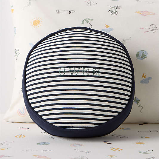 Harriet Round Mood Indigo Striped Kids Throw Pillow