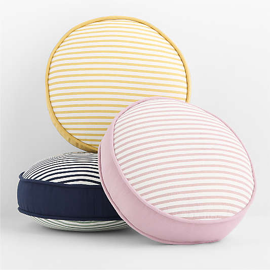 Harriet Round Yellow Striped Kids Throw Pillow