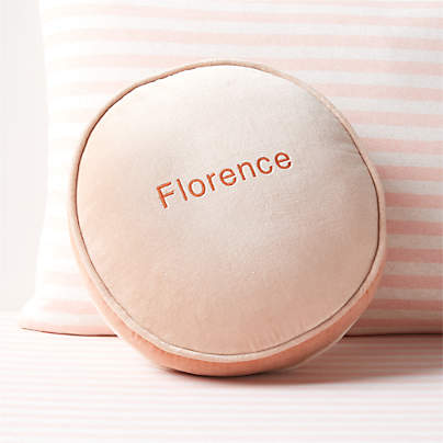 Harriet Round Elegant Pink Velvet Kids Throw Pillow