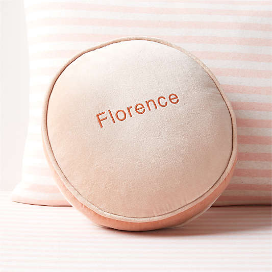 Harriet Round Elegant Pink Velvet Kids Throw Pillow