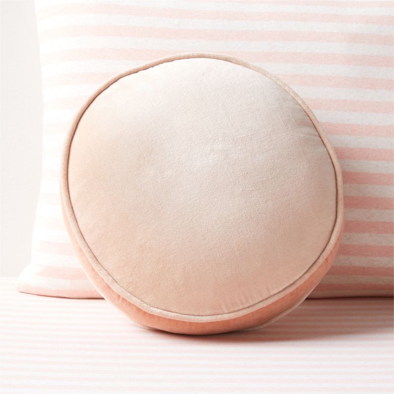 Harriet Round Elegant Pink Velvet Kids Throw Pillow