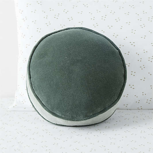 Harriet Round Pine Green Velvet Kids Throw Pillow