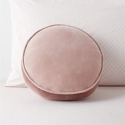 Harriet Round Rosy Mauve Velvet Kids Throw Pillow